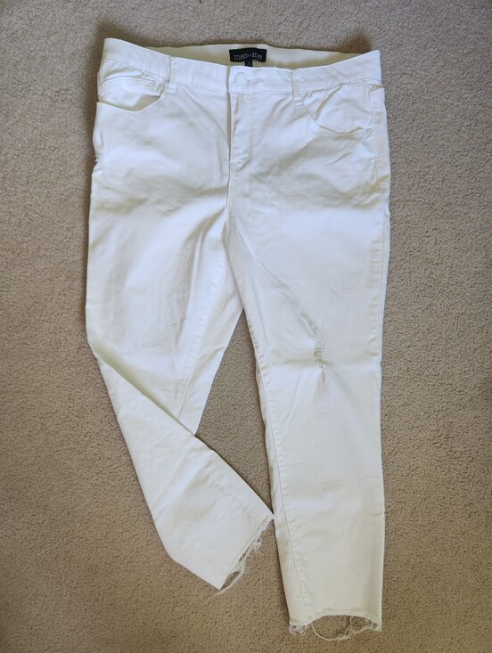 Denim - Mac And Me White Fray-bottom Jeans, Size 14